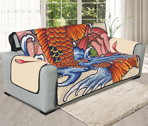 Japanese Koi Fish Tattoo Print Oversized Sofa Protector