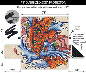 Japanese Koi Fish Tattoo Print Oversized Sofa Protector