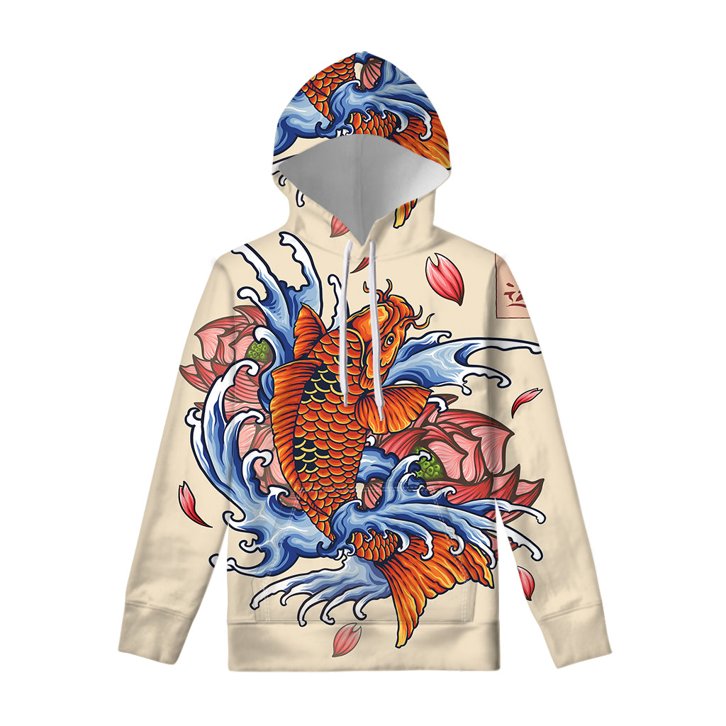 Japanese Koi Fish Tattoo Print Pullover Hoodie