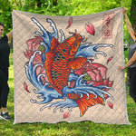 Japanese Koi Fish Tattoo Print Quilt