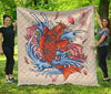 Japanese Koi Fish Tattoo Print Quilt