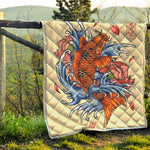 Japanese Koi Fish Tattoo Print Quilt