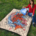 Japanese Koi Fish Tattoo Print Quilt