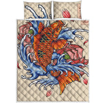 Japanese Koi Fish Tattoo Print Quilt Bed Set