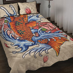 Japanese Koi Fish Tattoo Print Quilt Bed Set