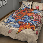 Japanese Koi Fish Tattoo Print Quilt Bed Set