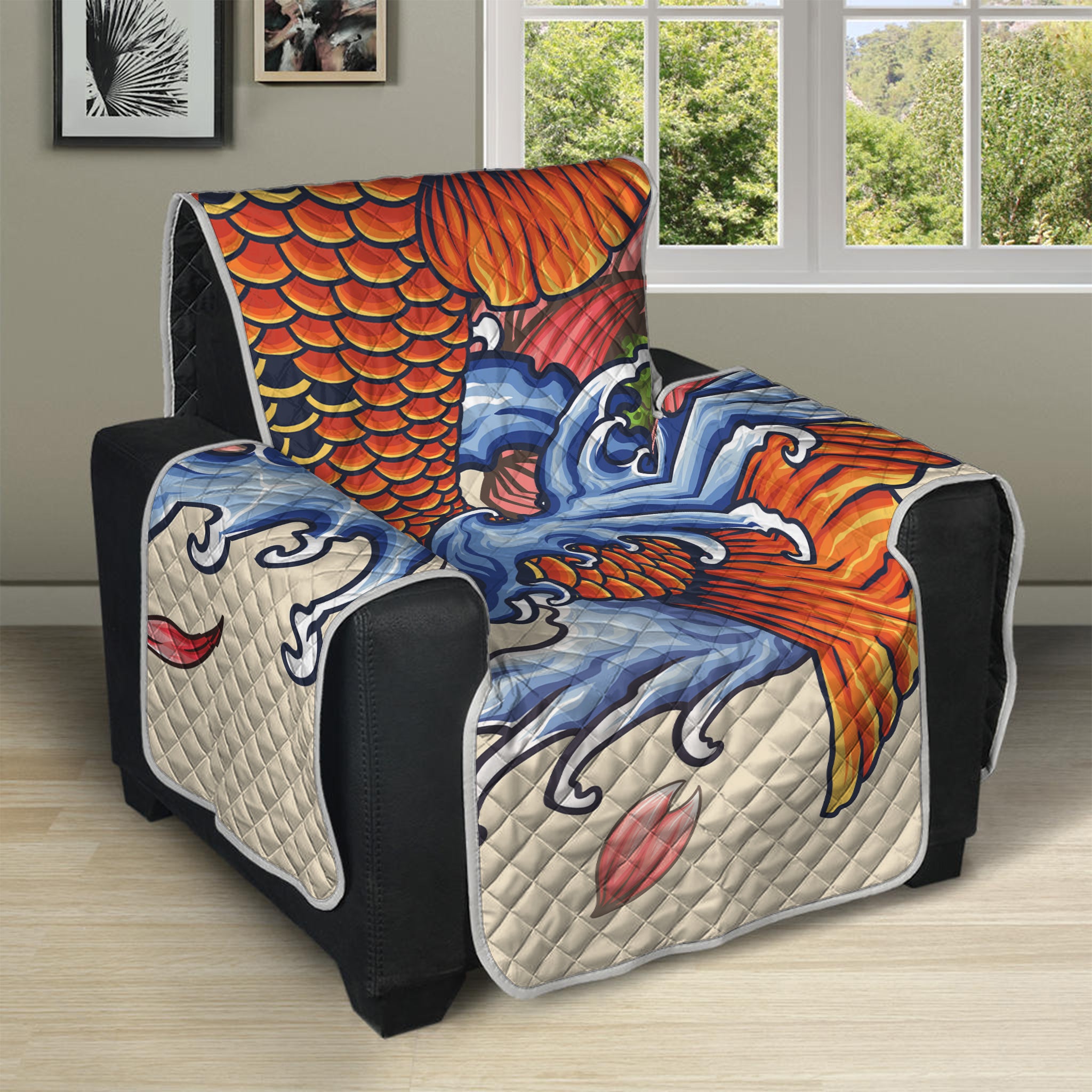 Japanese Koi Fish Tattoo Print Recliner Protector