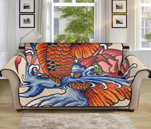 Japanese Koi Fish Tattoo Print Sofa Protector