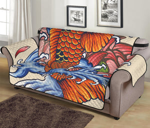 Japanese Koi Fish Tattoo Print Sofa Protector