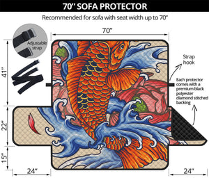 Japanese Koi Fish Tattoo Print Sofa Protector