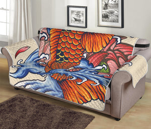 Japanese Koi Fish Tattoo Print Sofa Protector