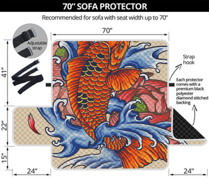 Japanese Koi Fish Tattoo Print Sofa Protector