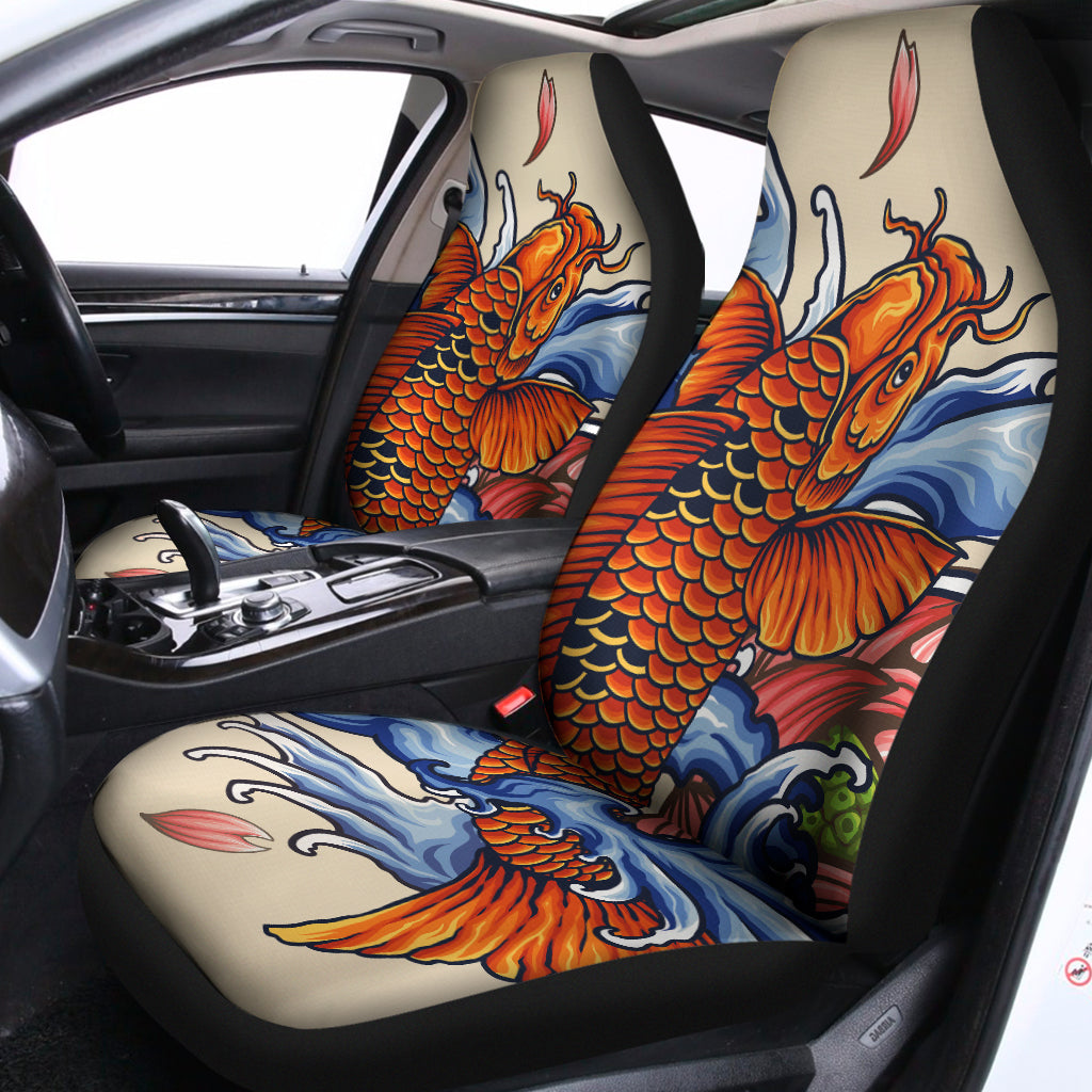 Japanese Koi Fish Tattoo Print Universal Fit Car Seat Covers