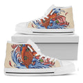 Japanese Koi Fish Tattoo Print White High Top Sneakers