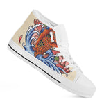 Japanese Koi Fish Tattoo Print White High Top Shoes