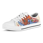 Japanese Koi Fish Tattoo Print White Low Top Shoes