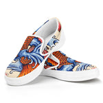 Japanese Koi Fish Tattoo Print White Slip On Shoes