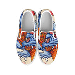 Japanese Koi Fish Tattoo Print White Slip On Shoes