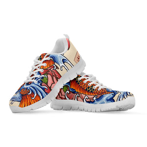 Japanese Koi Fish Tattoo Print White Sneakers