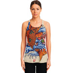 Japanese Koi Fish Tattoo Print Women's Racerback Tank Top