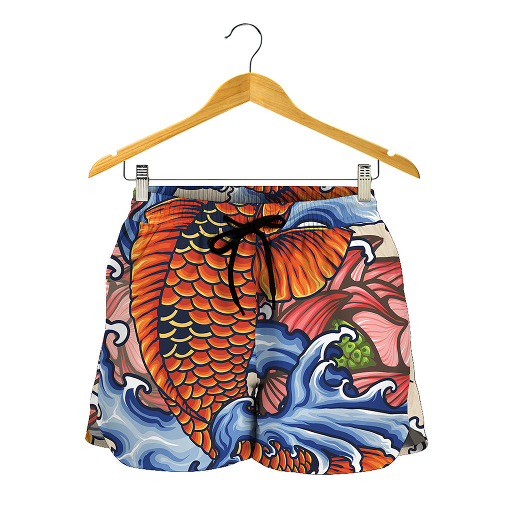 Japanese Koi Fish Tattoo Print Women's Shorts