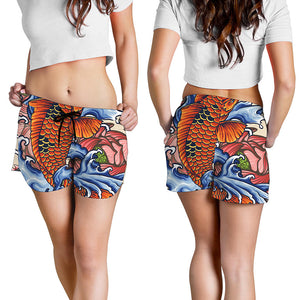 Japanese Koi Fish Tattoo Print Women's Shorts