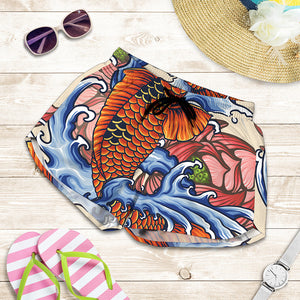 Japanese Koi Fish Tattoo Print Women's Shorts