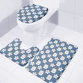 Japanese Lucky Cat And Sakura Print 3 Piece Bath Mat Set