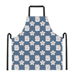 Japanese Lucky Cat And Sakura Print Apron