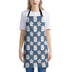 Japanese Lucky Cat And Sakura Print Apron