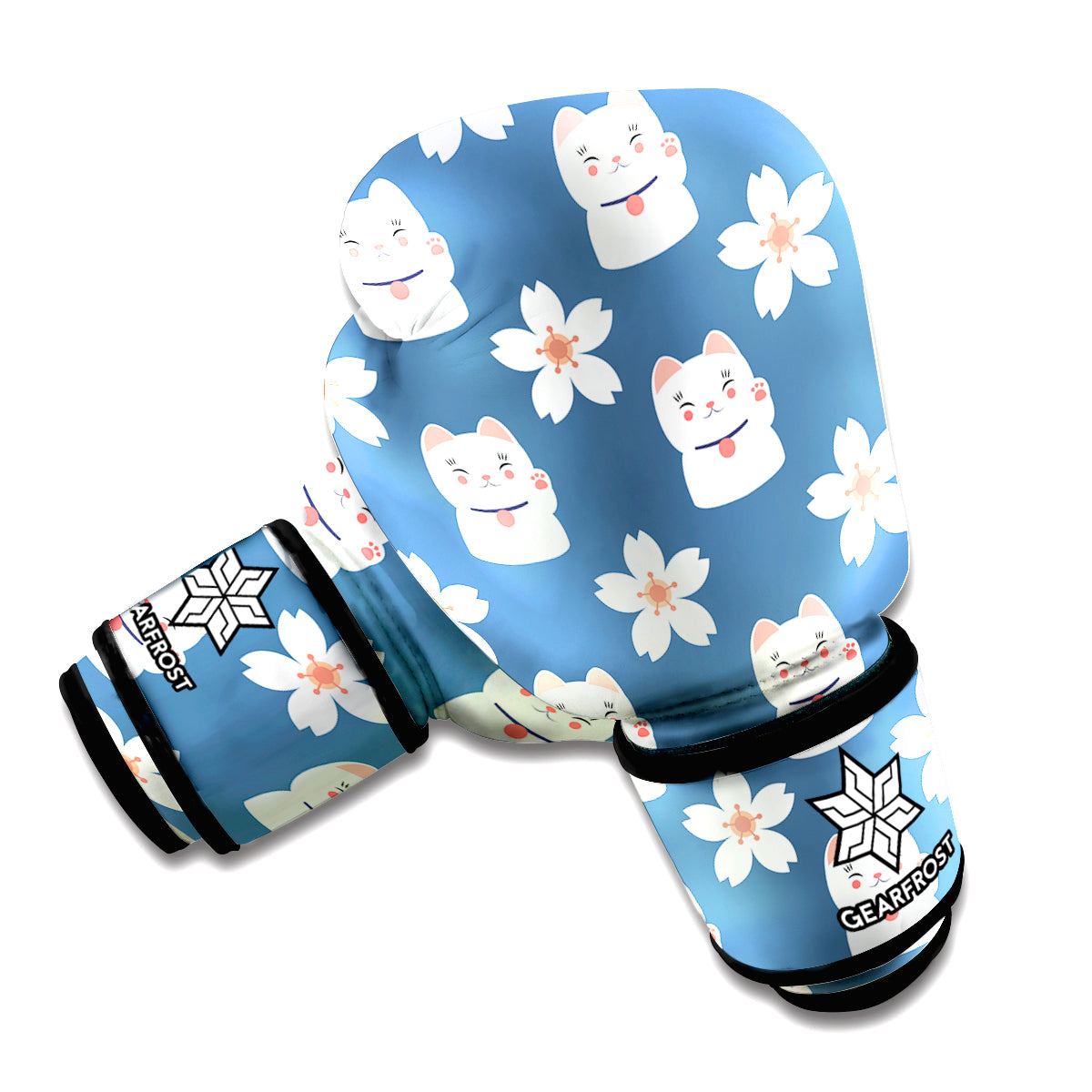 Japanese Lucky Cat And Sakura Print Boxing Gloves