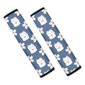 Japanese Lucky Cat And Sakura Print Car Seat Belt Covers