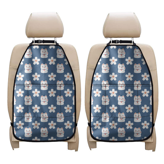 Japanese Lucky Cat And Sakura Print Car Seat Organizers