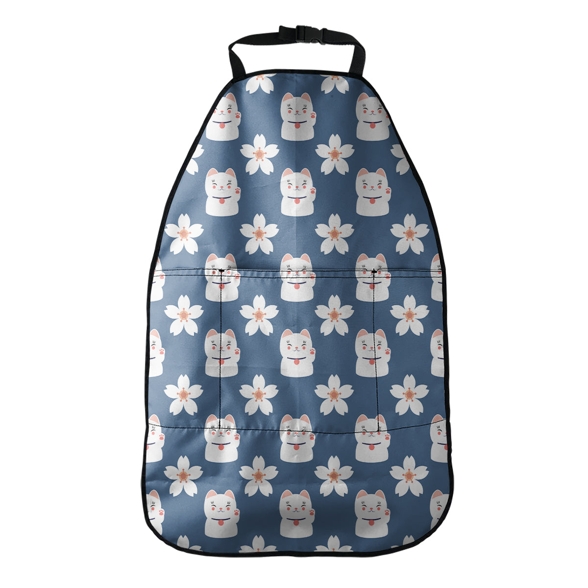 Japanese Lucky Cat And Sakura Print Car Seat Organizers