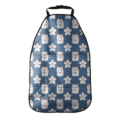 Japanese Lucky Cat And Sakura Print Car Seat Organizers