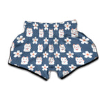 Japanese Lucky Cat And Sakura Print Muay Thai Boxing Shorts