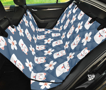 Japanese Lucky Cat And Sakura Print Pet Car Back Seat Cover