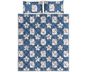 Japanese Lucky Cat And Sakura Print Quilt Bed Set