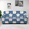 Japanese Lucky Cat And Sakura Print Sofa Cover
