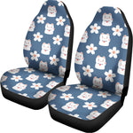 Japanese Lucky Cat And Sakura Print Universal Fit Car Seat Covers