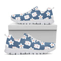 Japanese Lucky Cat And Sakura Print White Running Shoes