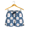 Japanese Lucky Cat And Sakura Print Women's Shorts