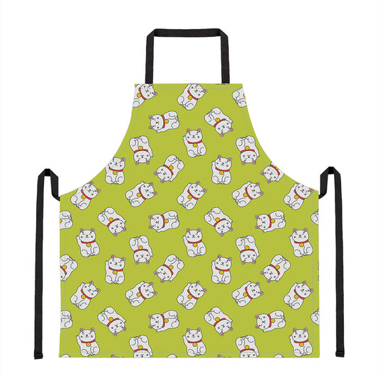 Japanese Lucky Cat Cartoon Print Apron