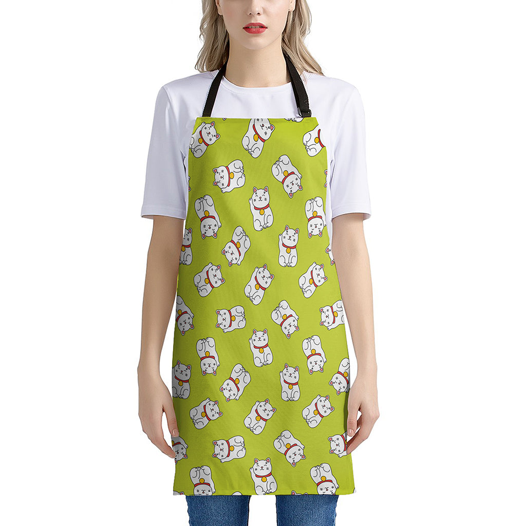 Japanese Lucky Cat Cartoon Print Apron