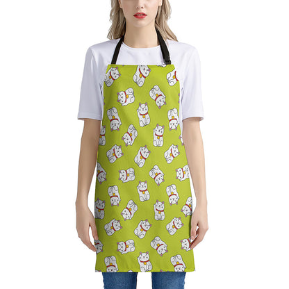 Japanese Lucky Cat Cartoon Print Apron