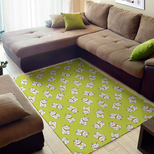 Japanese Lucky Cat Cartoon Print Area Rug