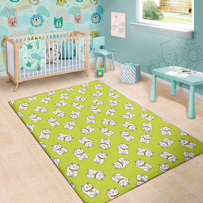 Japanese Lucky Cat Cartoon Print Area Rug