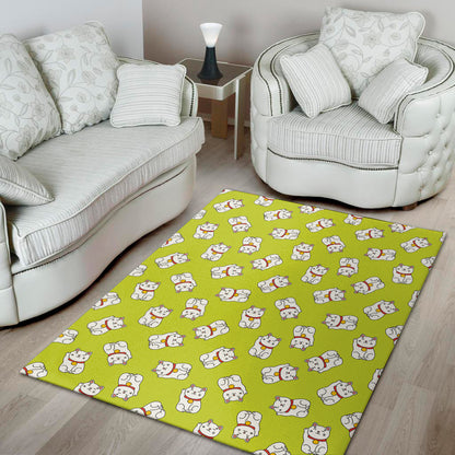 Japanese Lucky Cat Cartoon Print Area Rug