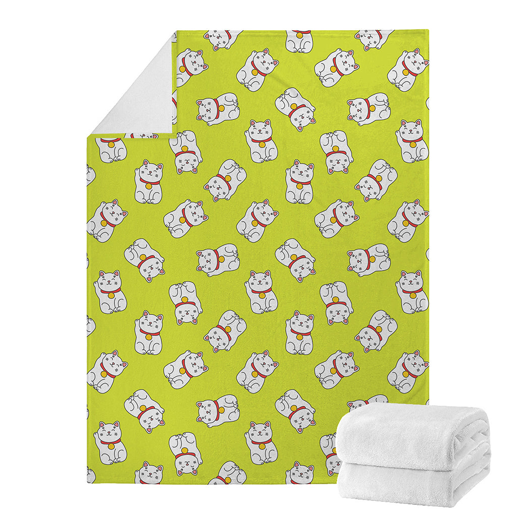 Japanese Lucky Cat Cartoon Print Blanket