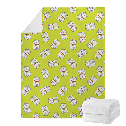 Japanese Lucky Cat Cartoon Print Blanket